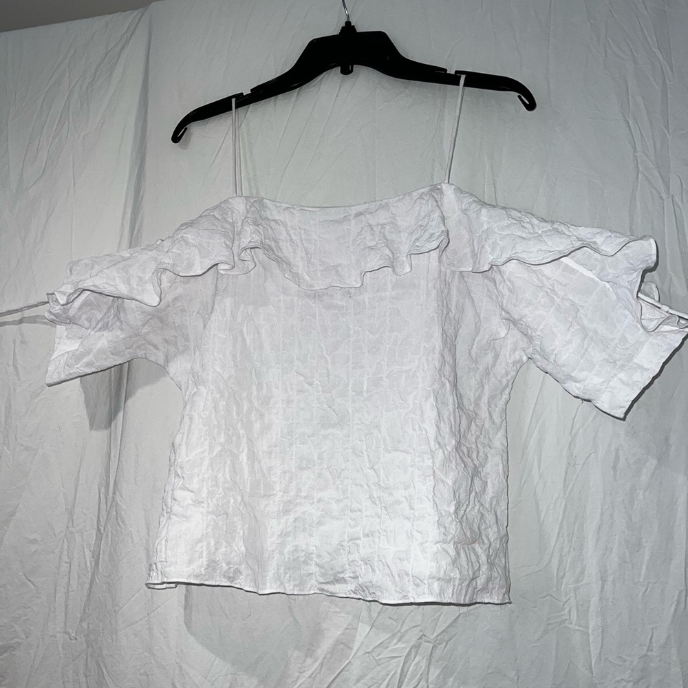 Club Monaco White Ruffle Blouse